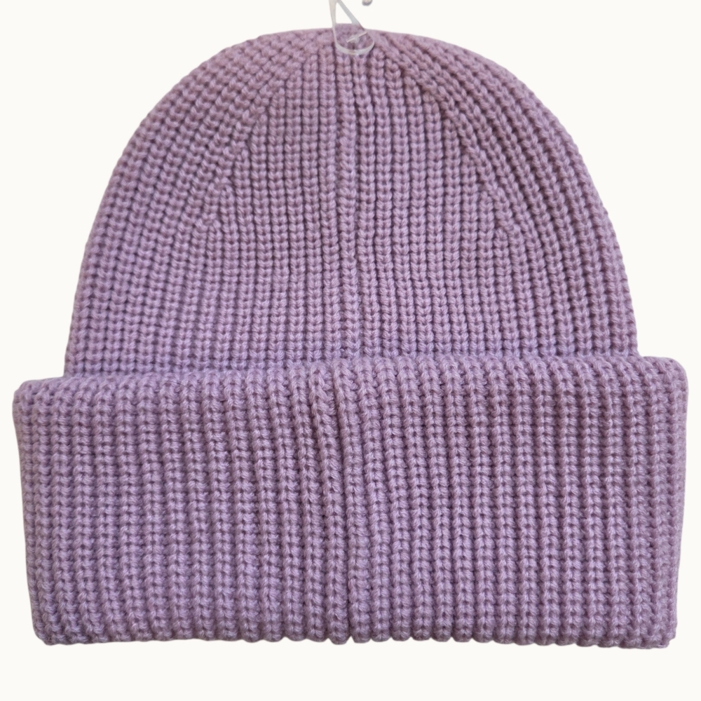 NWT Coach Faded Pink Ribbed Knit Beanie with Woven Logo Patch - Picture 5 of 5